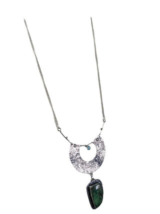 R Silver Plated Stone Necklace