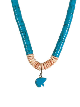R Heishi necklace w/ bear fetish