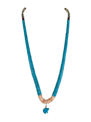 R Heishi necklace w/ bear fetish
