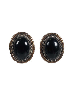 R Sterling stone clip earrings