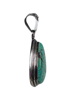 R Sterling stone pendant