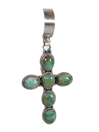 R Sterling stone cross pendant