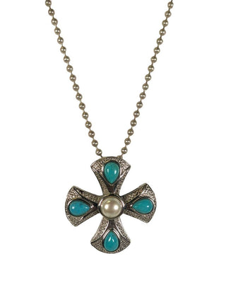 R Sterling stone/pearl necklace