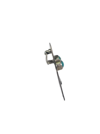 R sterling turquoise pig pin