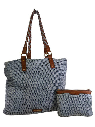 R Straw Tote w/Small Pouch