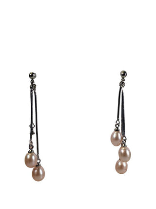 R Sterling pearl(3) dangle earrings