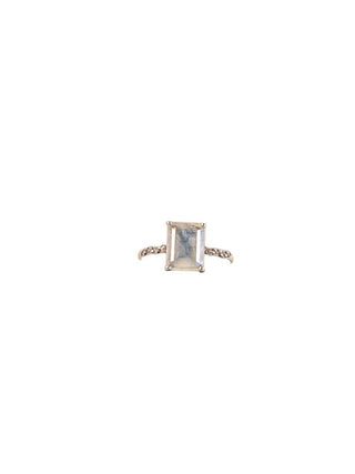 R Sterling rectangular stone ring