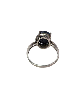 R sterling stone ring