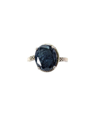 R sterling stone ring