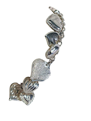 R sterling heart charm bracelet