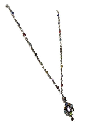 R sterling multi gemstone necklace