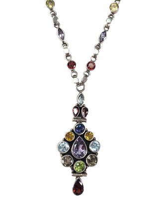 R sterling multi gemstone necklace