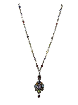R sterling multi gemstone necklace