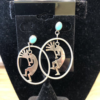 R Sterling Kokopelli earrings w/ stone