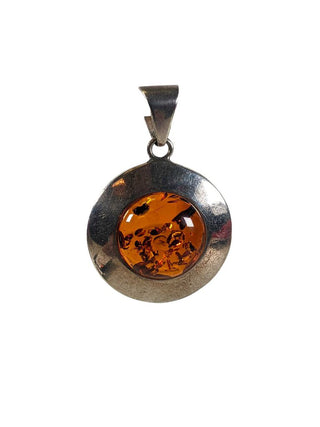 R Sterling amber pendant