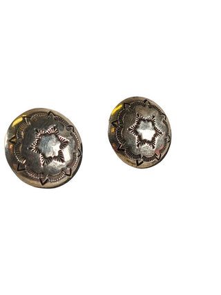 R Sterling stamped button earrings