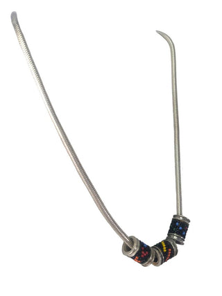 R SS Barrel Bead Necklace