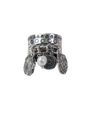 R Wide Band Charm Ring