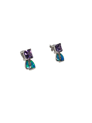 R SS Opal Amethyst Earrings