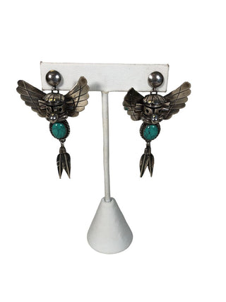 ss stone earrings signed vintage