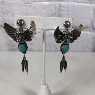 ss stone earrings signed vintage