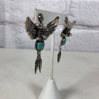 ss stone earrings signed vintage