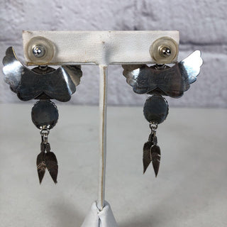 ss stone earrings signed vintage