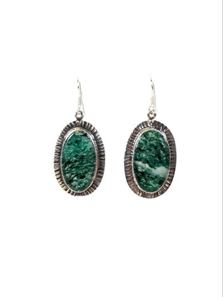 R SS Green Moss Agate Earrings