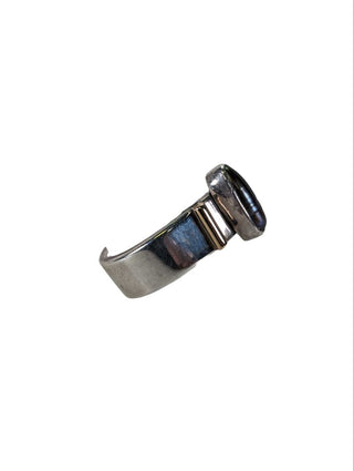 R sterling 14k gold pearl ring