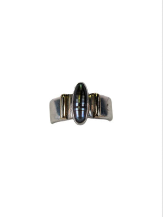 R sterling 14k gold pearl ring
