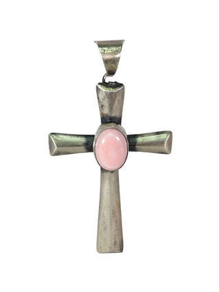R sterling conch shell cross pendant