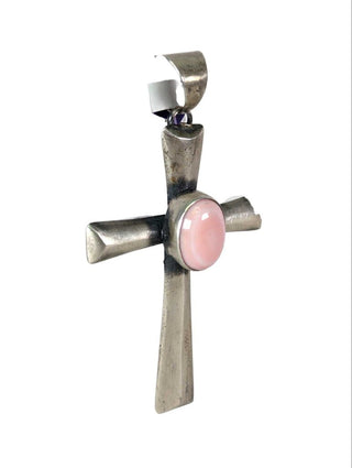 R sterling conch shell cross pendant