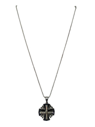R sterling opal Jerusalem Cross pendant necklace