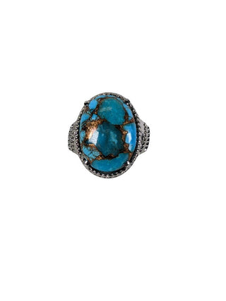 R Stainless Steel Stone Ring