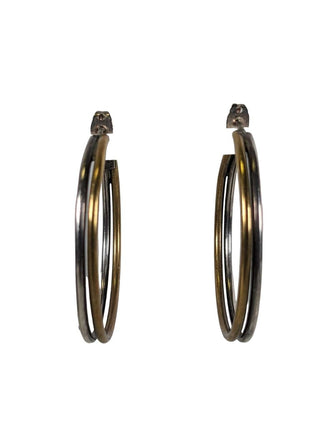 R SS & Brass Hoop Earrings