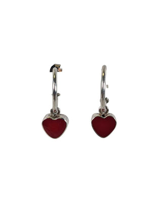 R SS Heart 1/2 Hoop Earrings