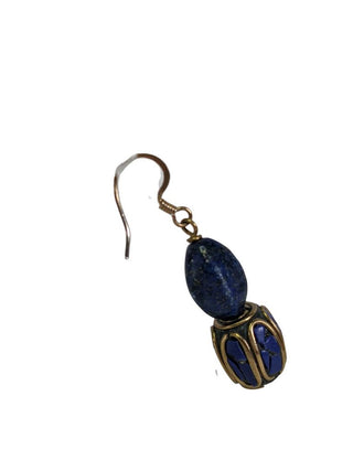 R lapis & brass necklace earring set