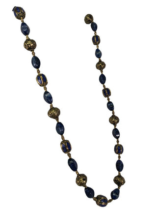 R lapis & brass necklace earring set