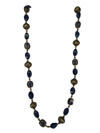 R lapis & brass necklace earring set