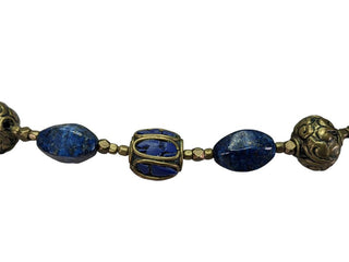 R lapis & brass necklace earring set