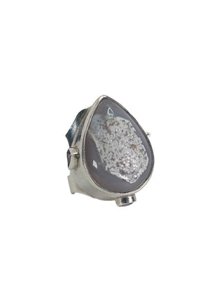 R sterling druzy garnet ring