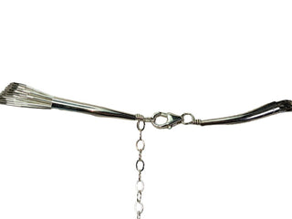 R multi strand liquid silver necklace