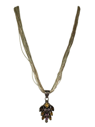R liquid silver necklace with stone pendant