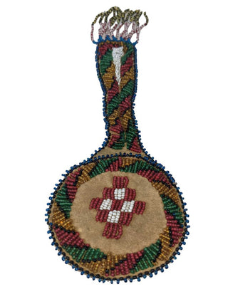 R leather hand beaded medicine pouch