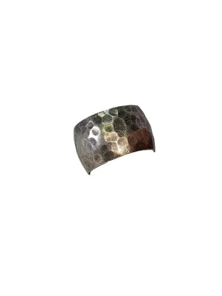 R hammered sterling ring