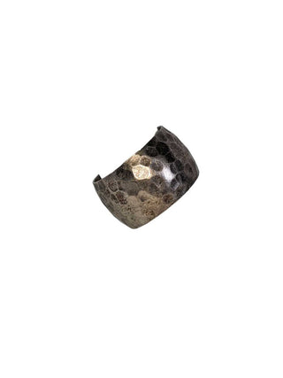 R hammered sterling ring