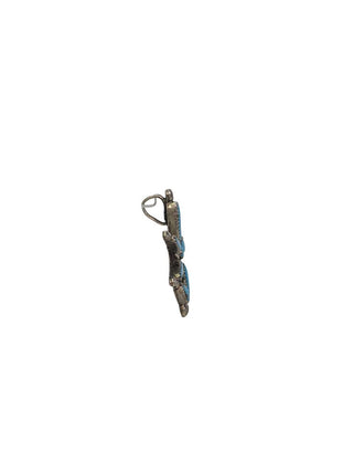 R Zuni sterling turquoise needle point flower pin