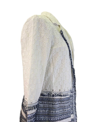 R Eyelet Fringe Cover Up Blazer