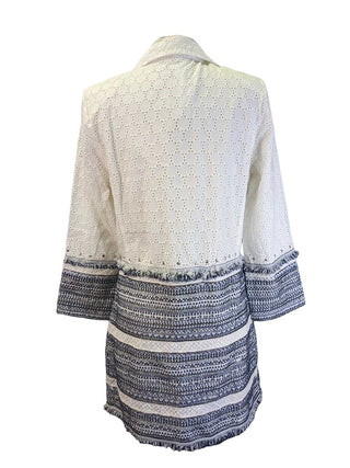 R Eyelet Fringe Cover Up Blazer