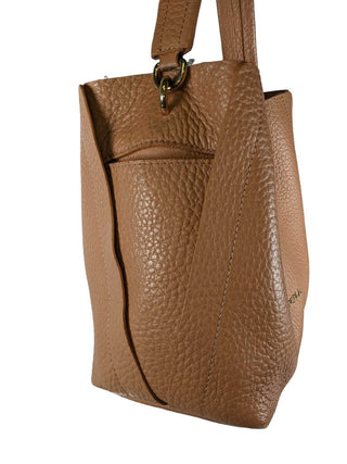 R Pebbled Leather Shoulder Bag